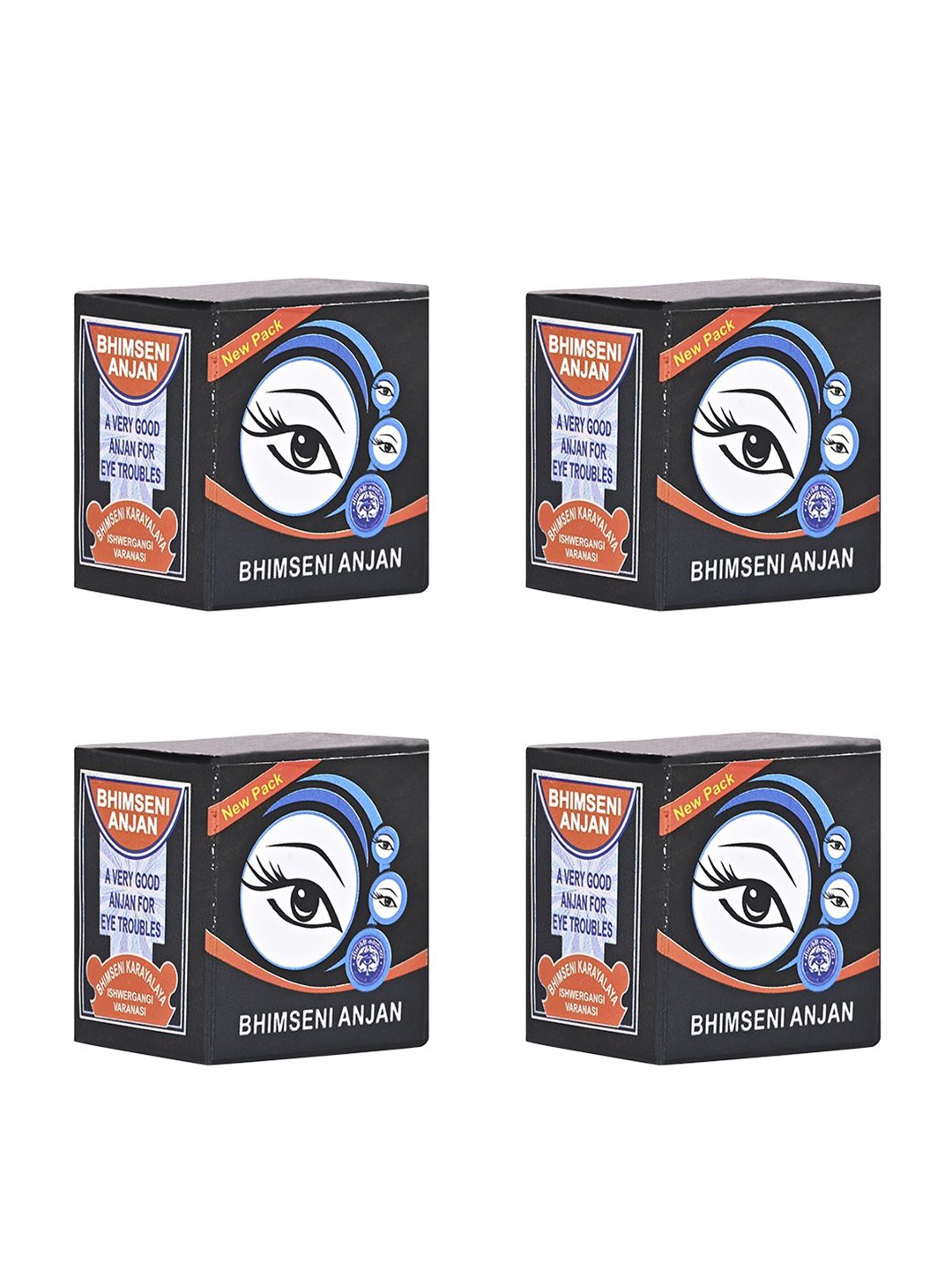 

Bhimseni Karyalay Set Of 4 Anjan With Ghee & Chandan - 1.1 g Each, Black