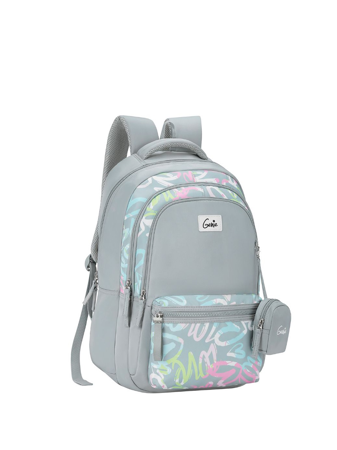 

Genie Women Graphic Printed Ergonomic Backpack, Grey