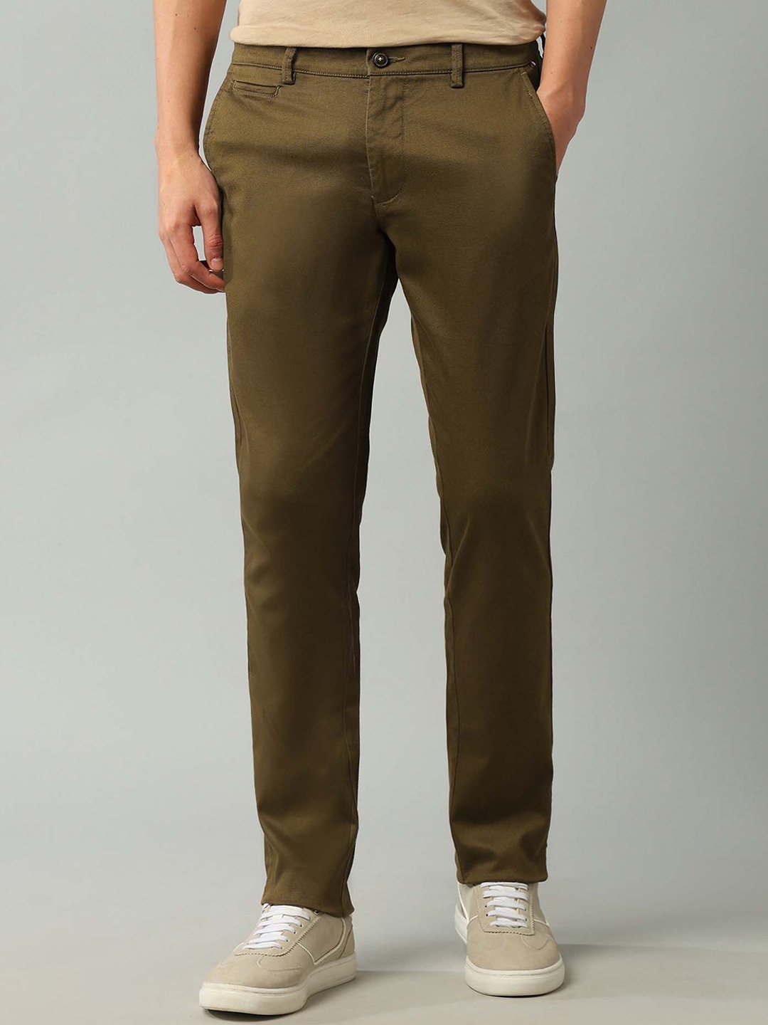 

Arrow Sport Men Slim Fit Chinos Cotton Trousers, Olive