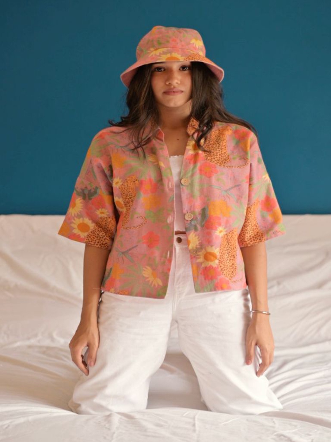 

LABEL SUGAR Women Comfort Relaxed Fit Spread Collar Floral Printed Cotton Casual Shirt, Pink