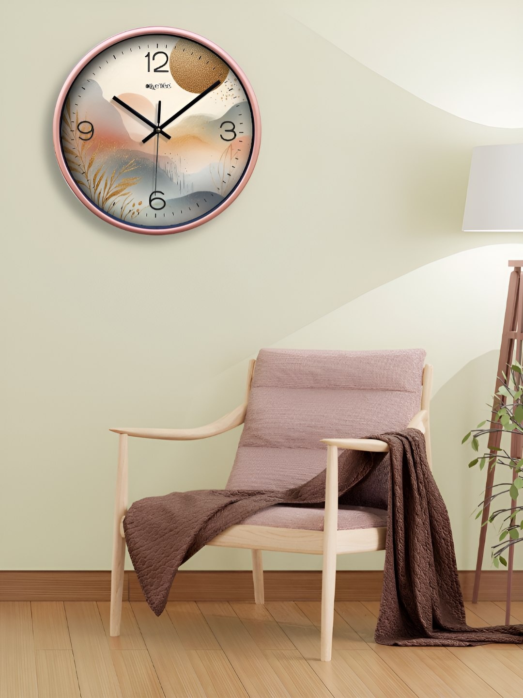 

OLIVE TREE Copper-Toned & Blue Printed Round Shaped Contemporary Analogue Wall Clock