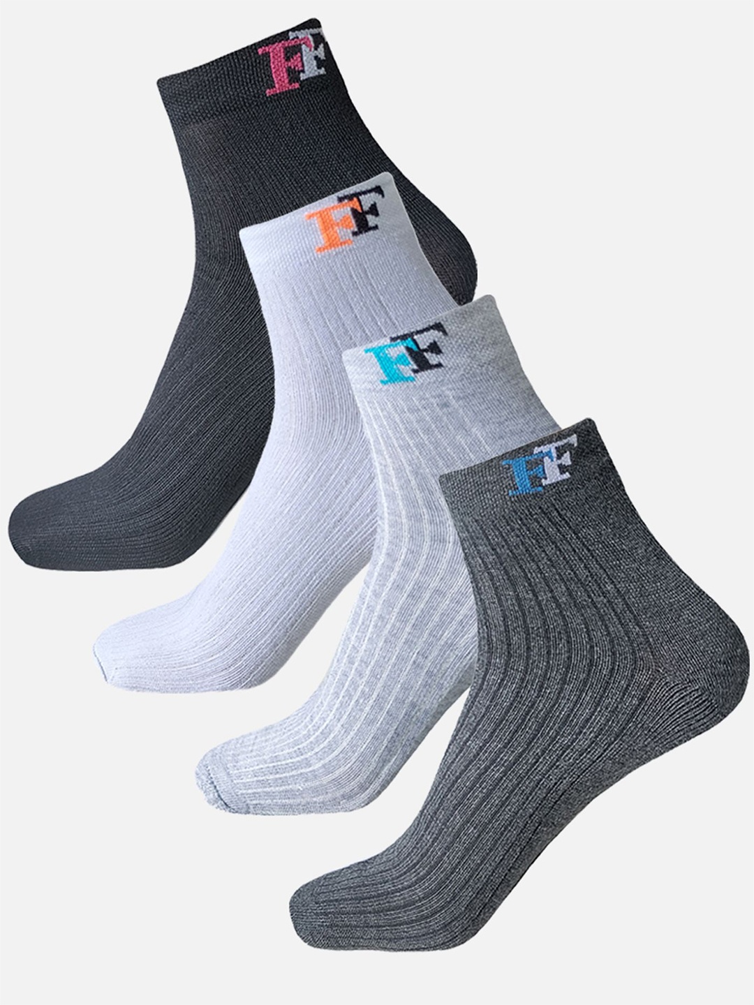 

StyFun Men Pack Of 4 Ankle-Length Socks, White