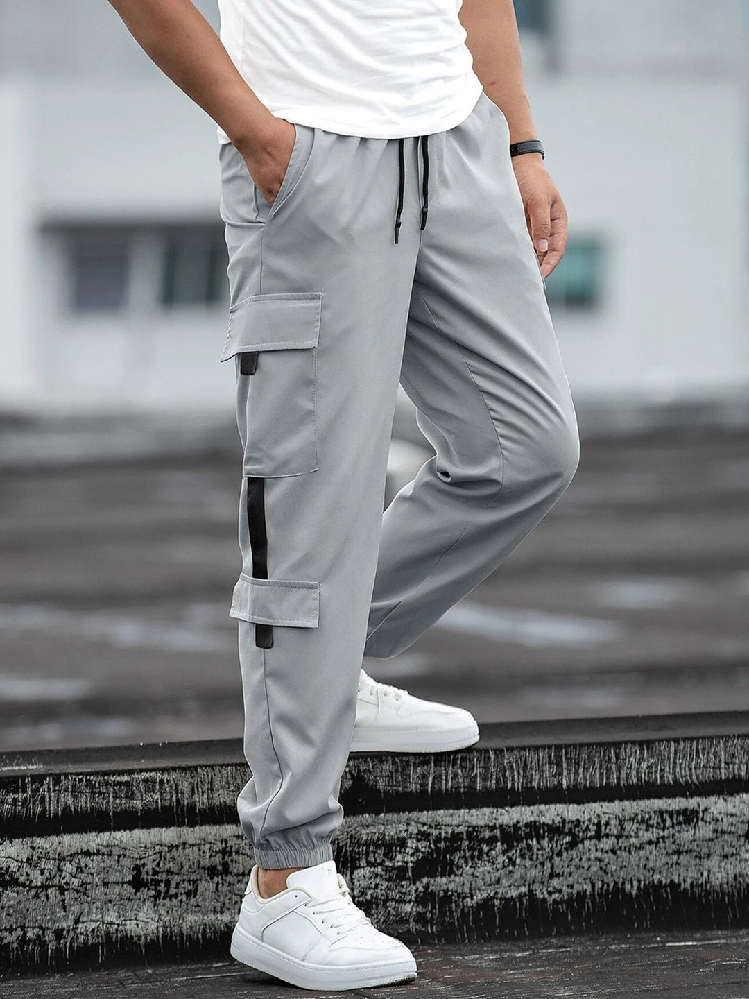 

StyleCast x Revolte Men Cargo Styles Joggers Trousers, Grey