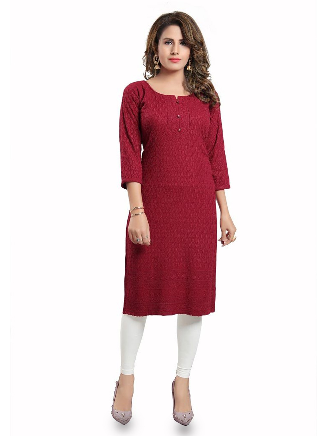 

DREAM & DZIRE Chikankari Embroidered Kurtas, Maroon