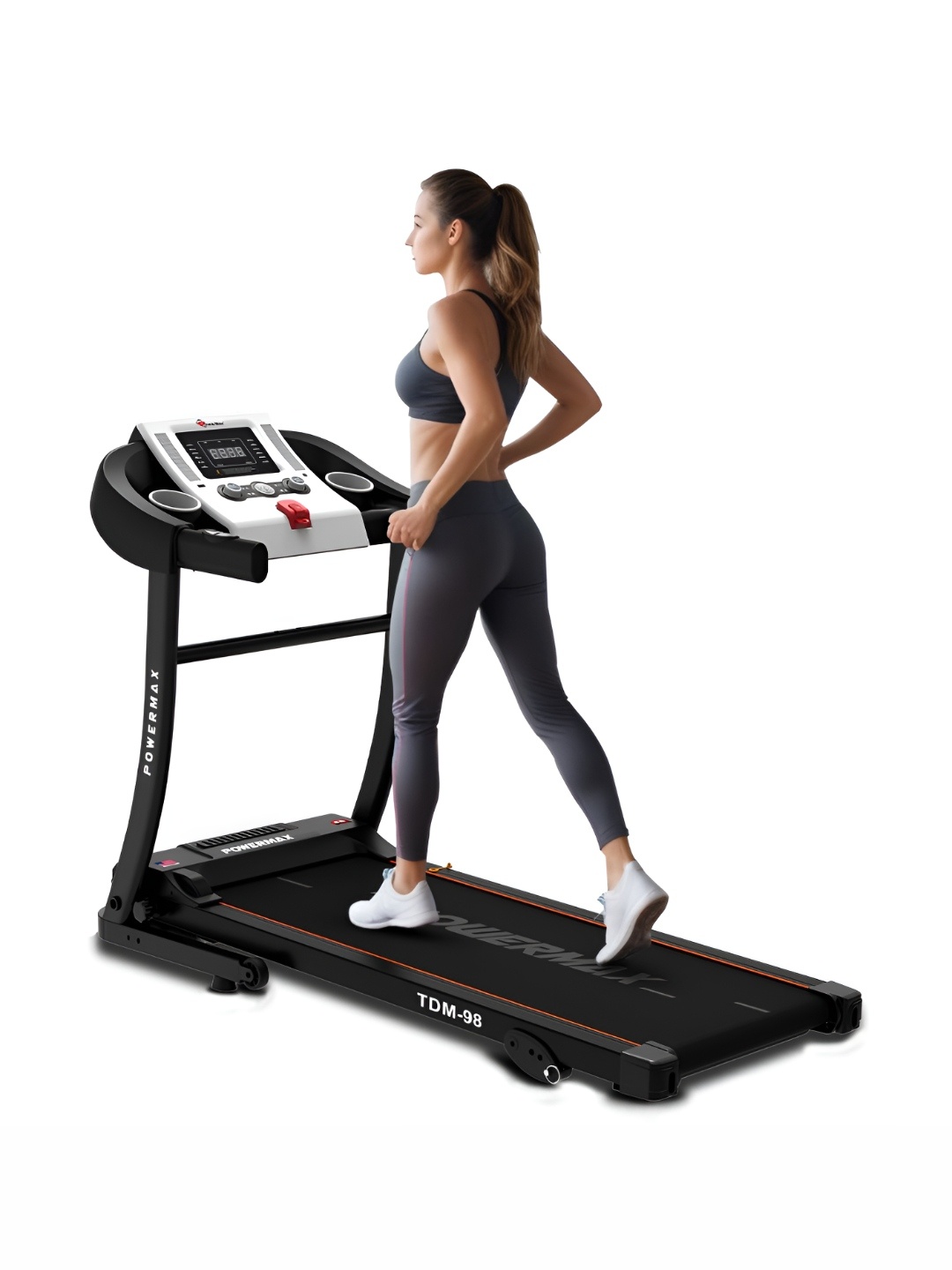 

PowerMax Fitness Foldable Motorized Manual Incline Treadmill, Black