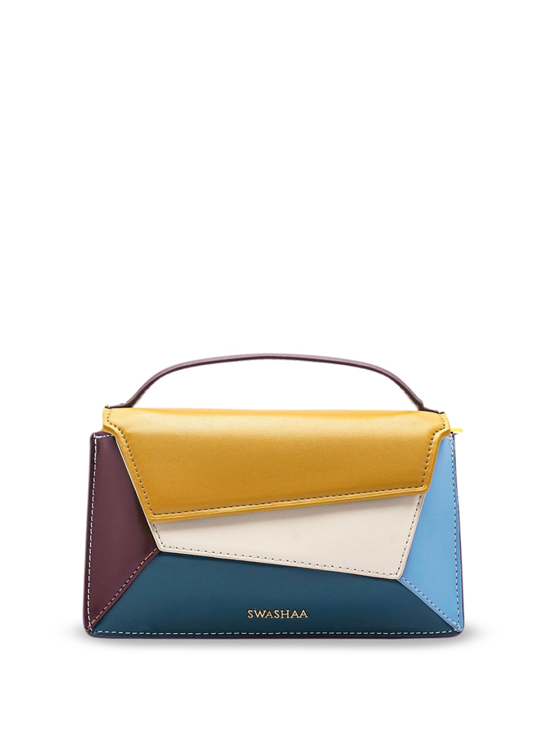 

SWASHAA Women Colourblocked Crossbody Leather Sling Bag, Mustard