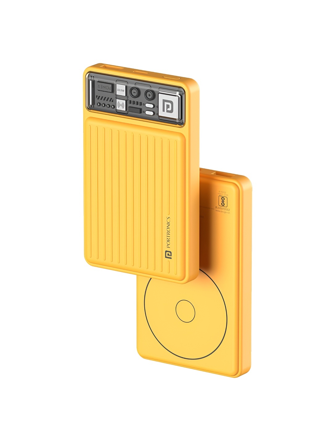 

Portronics Luxcell Wireless Mini 10k 10000mAh 15W Magnetic Wireless Nano Power Bank, Yellow