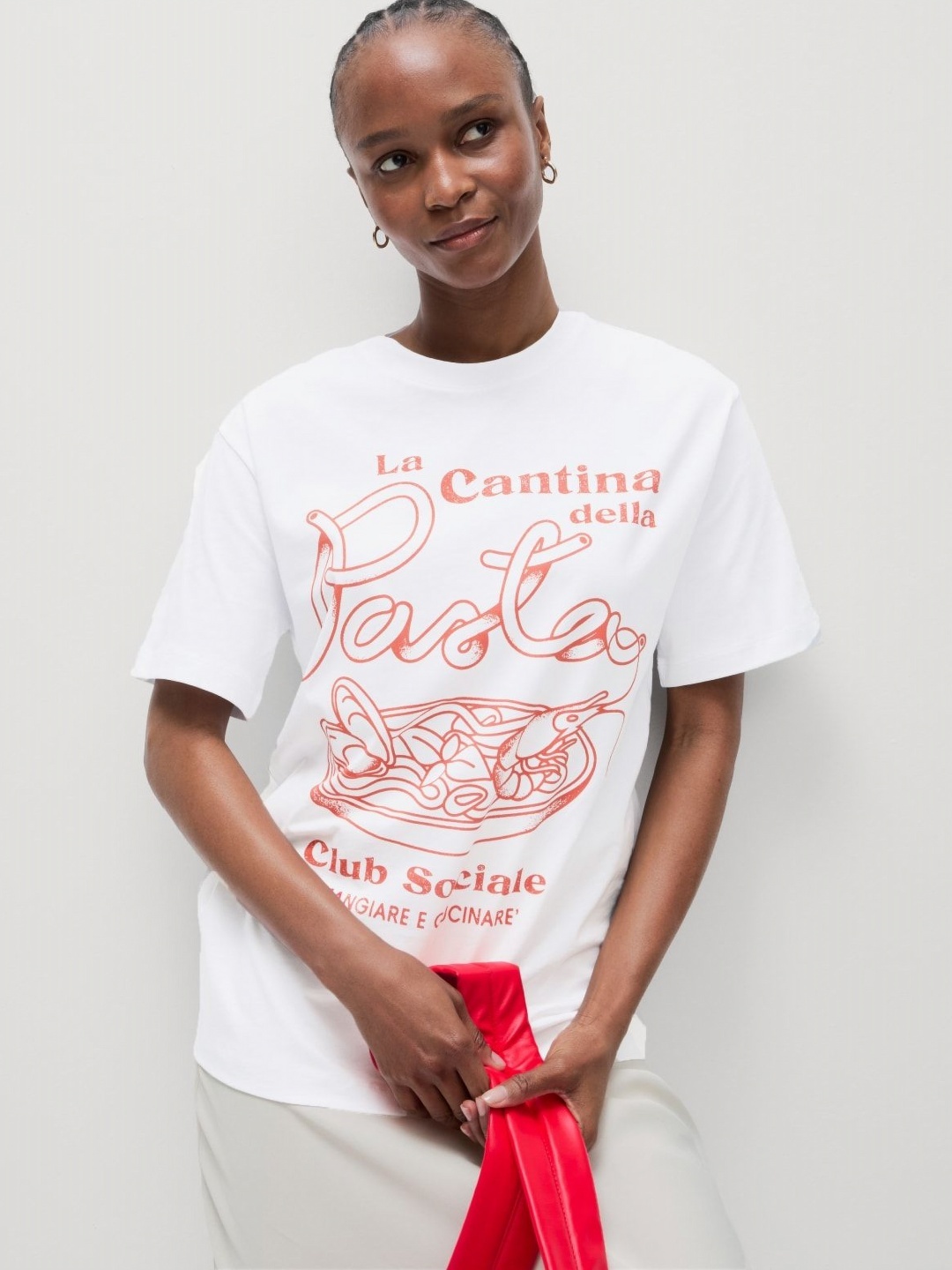 

Marks & Spencer Women Graphic Printed Round Neck Cotton Oversized T-shirt, Multi
