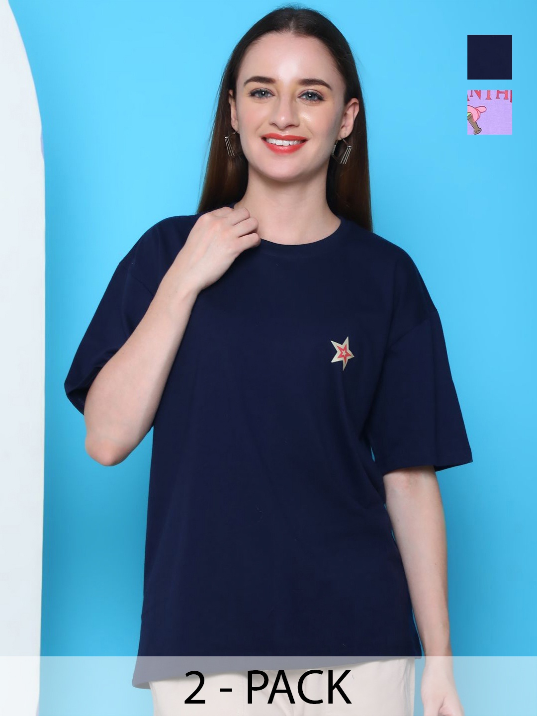 

Dreambe Women Typography 2 Printed Applique T-shirt, Multi
