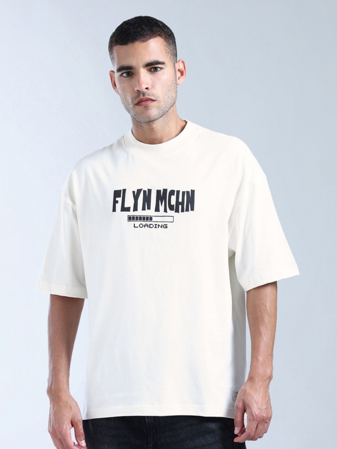 

Flying Machine Men Brand Logo Printed Applique T-shirt, White