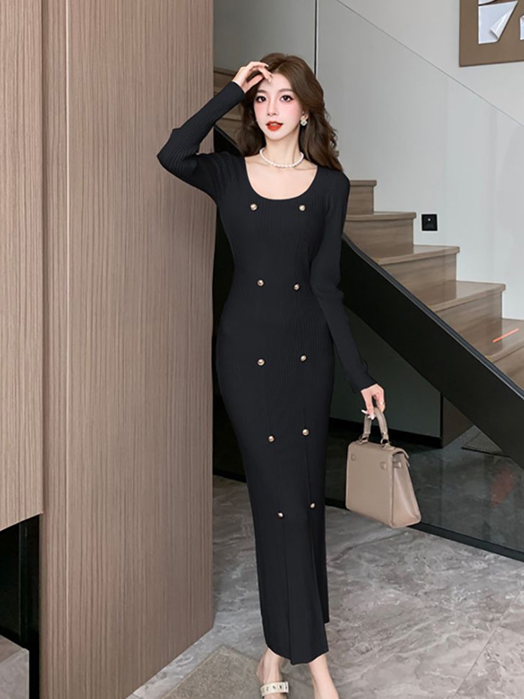 

StyleCast x Revolte Applique Bodycon Maxi Dress, Black