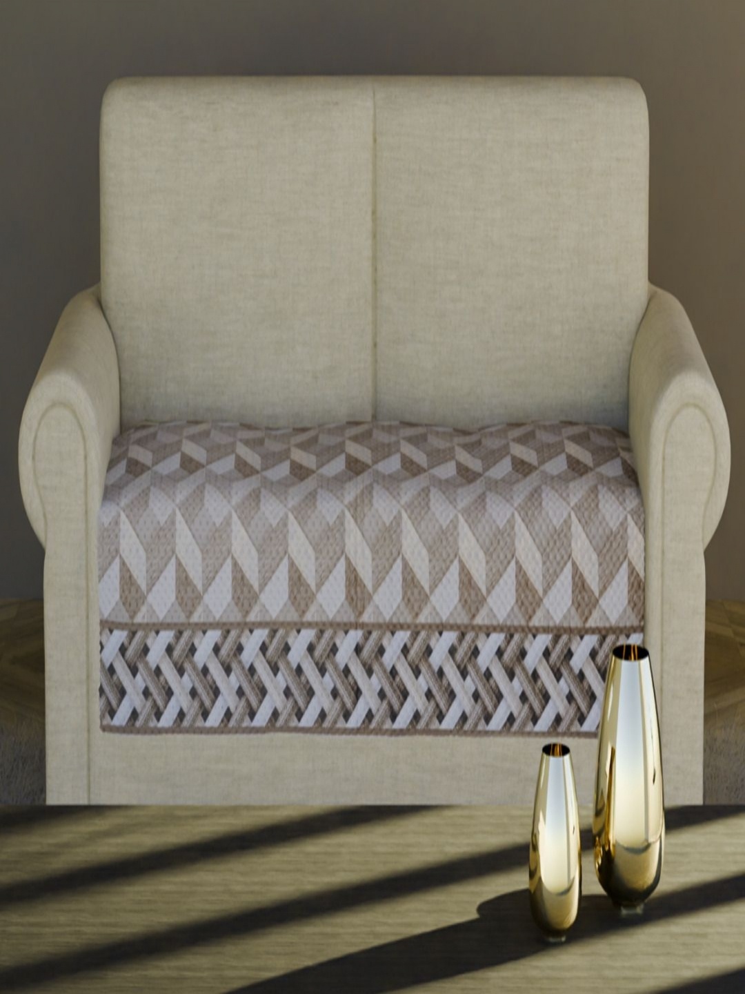 

Fashion Throw Beige Printed Velvet Sofa Cover