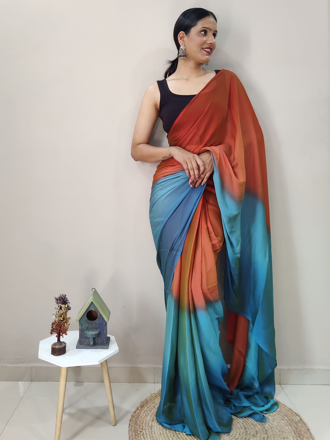 

bansari textiles Women Colourblocked Kota Saree, Orange