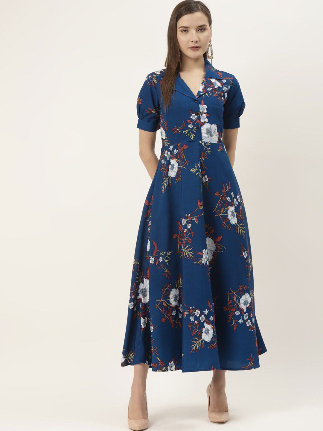

DressBerry Floral Print Crepe Maxi Dress, Navy blue