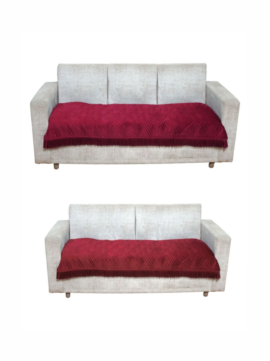 

Fashion Throw Maroon 2 Pieces Velvet 5 Seater Sofa Covers