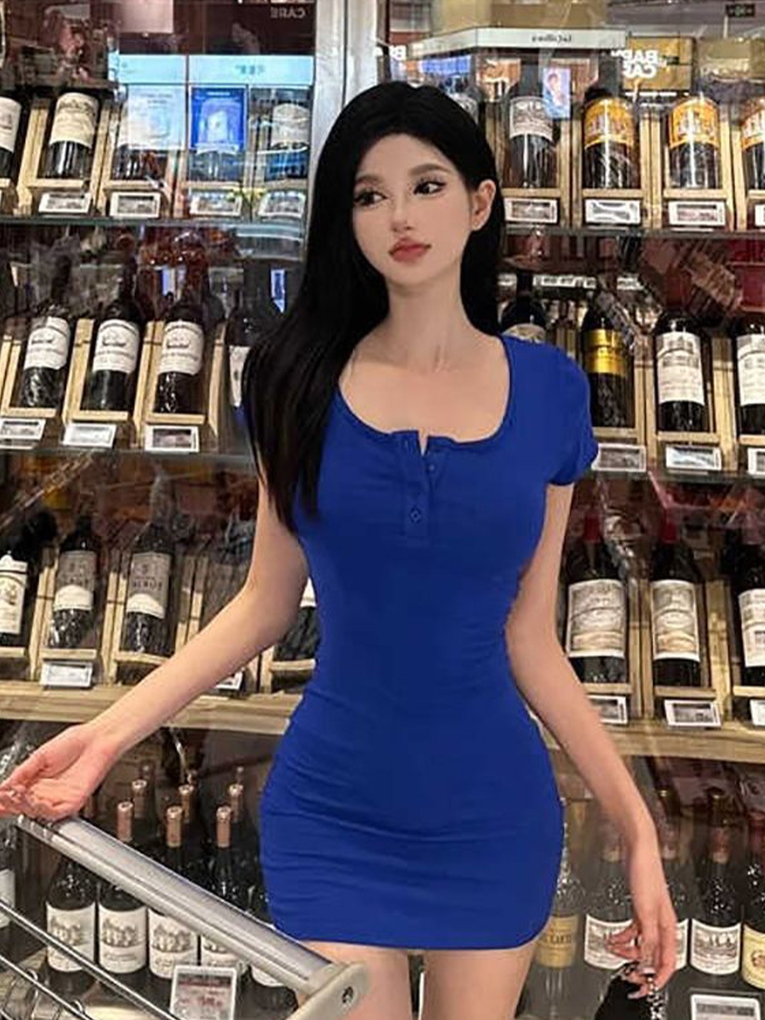 

StyleCast x Revolte Georgette Bodycon Mini Dress, Blue