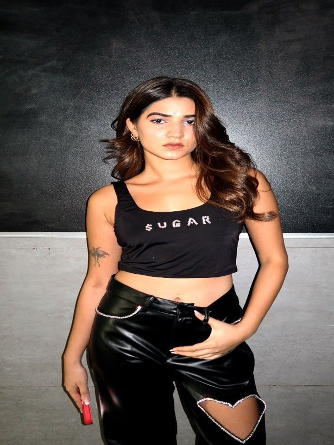 

LABEL SUGAR Tank Crop Top, Black