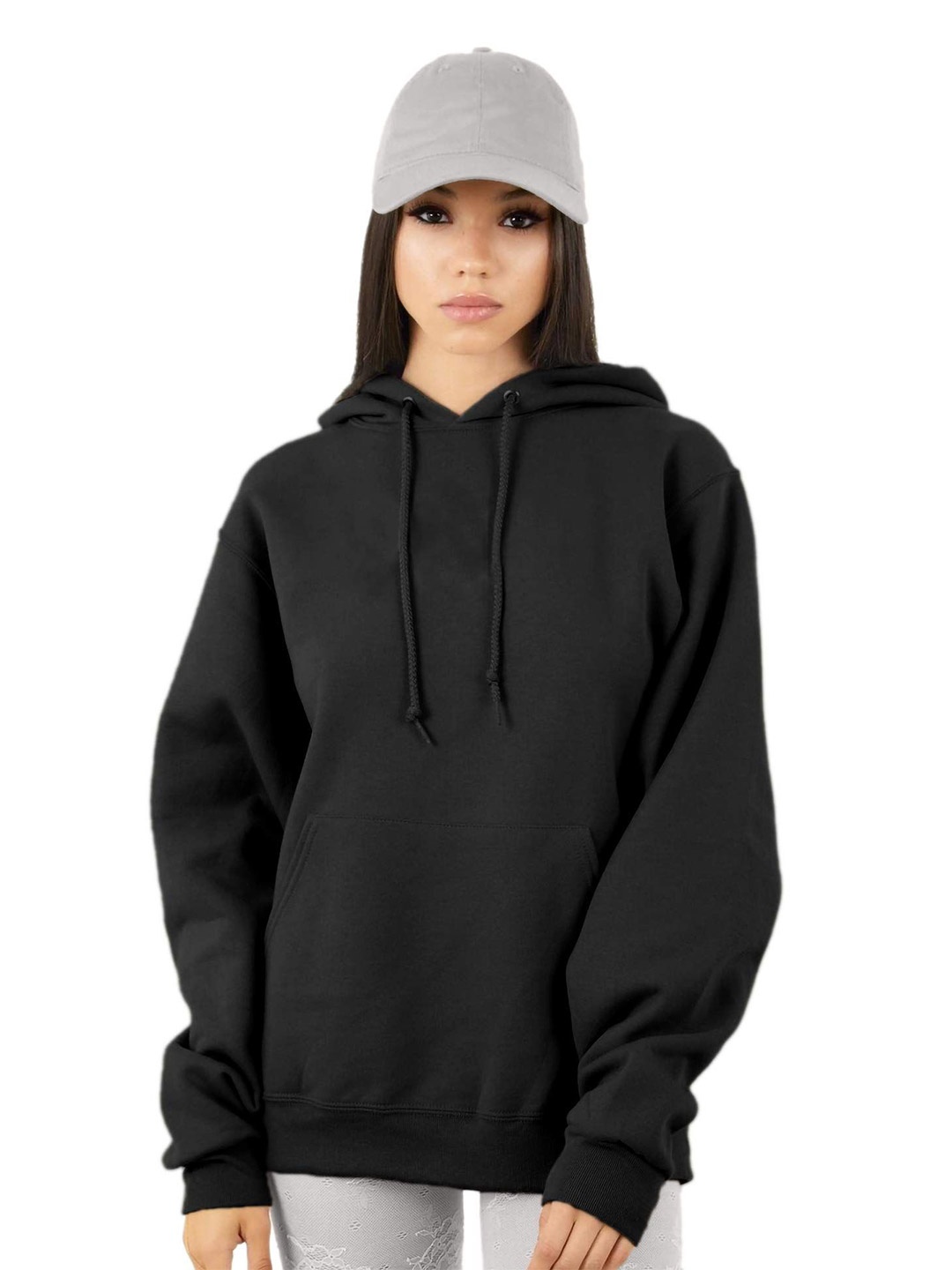 

NOTWILD Women Hooded Pullover Cotton Sweatshirt, Black