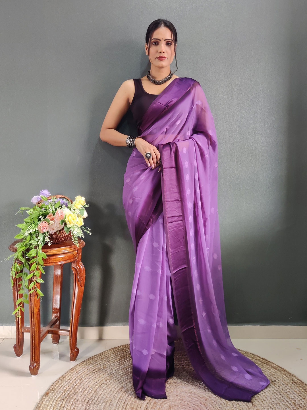 

bansari textiles Woven Design Pure Silk Saree, Purple