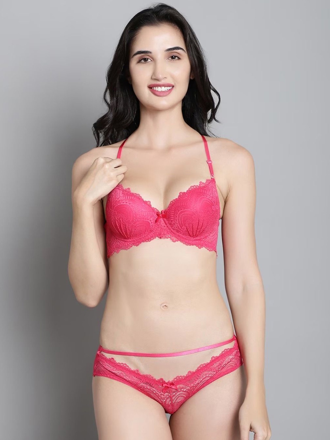 

NOUN Self Design Padded Lingerie Set NJP101_28A, Red