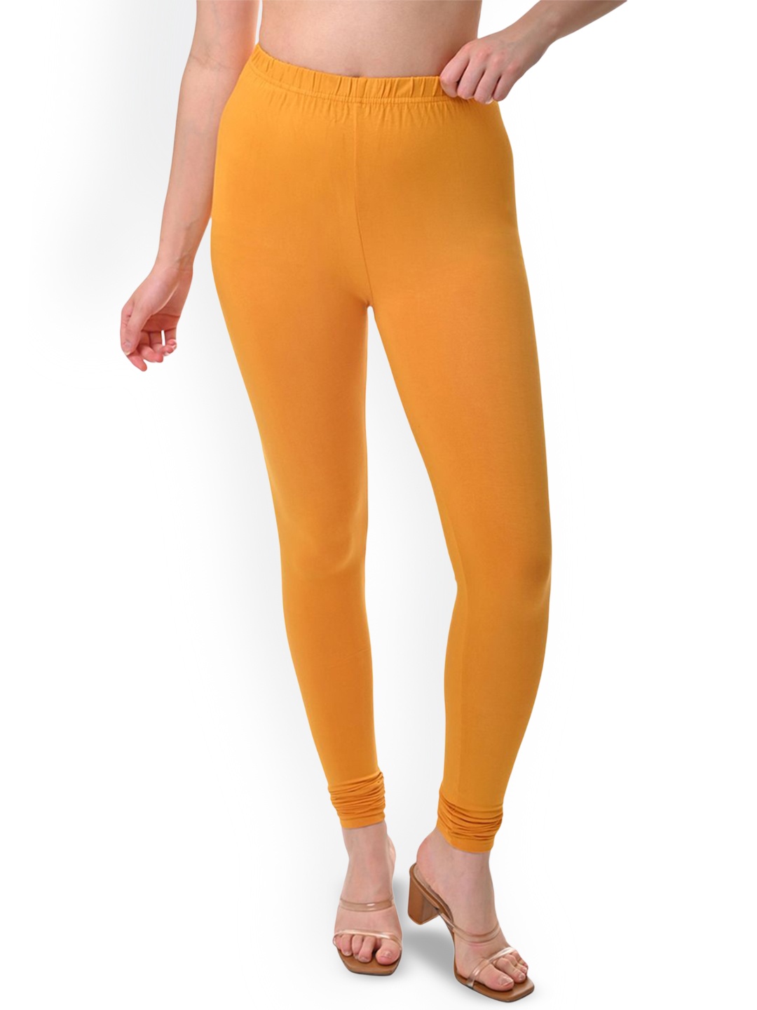 

Fly Birds Women Mid-Rise Churidar-Length Leggings, Mustard