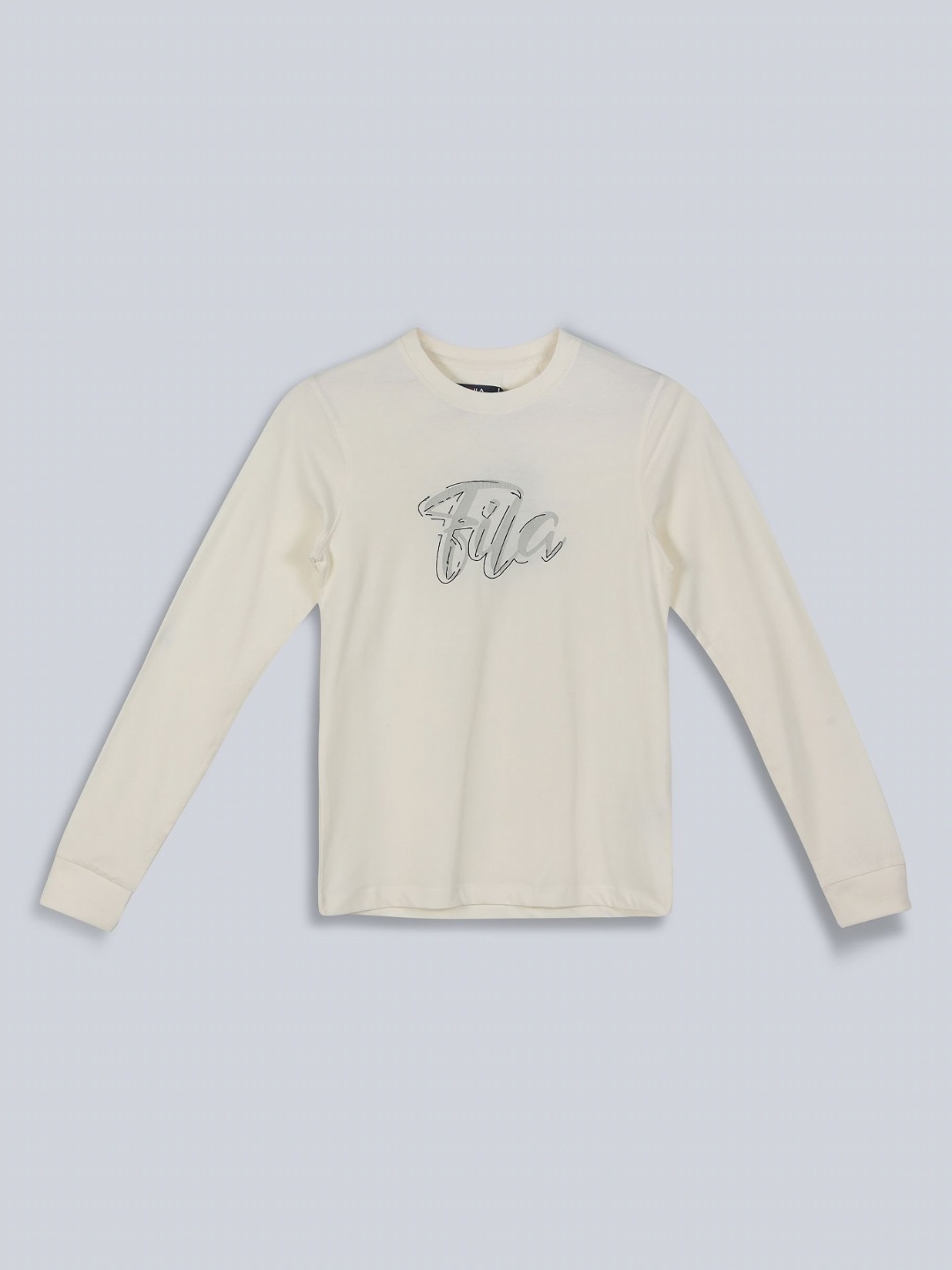 

FILA Women Typography Printed Round Neck Cotton Relaxed Fit T-shirt, Off white