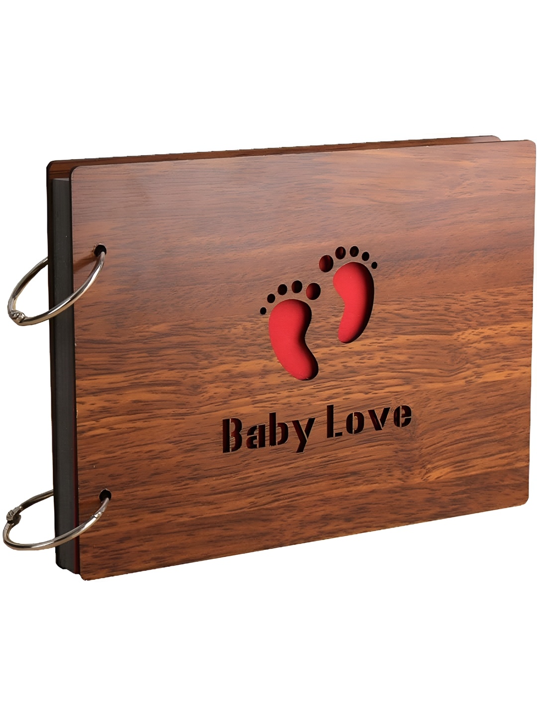 

SEHAZ ARTWORKS Brown & Red Baby Love Printed Wooden Scrap Book Photo Album