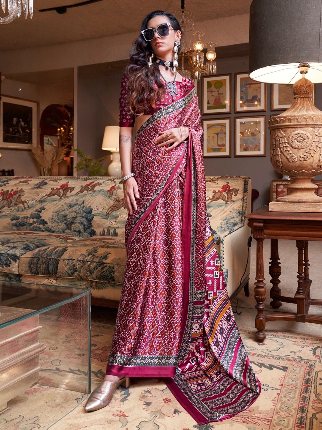 

DEVATITHI Satin Saree, Pink