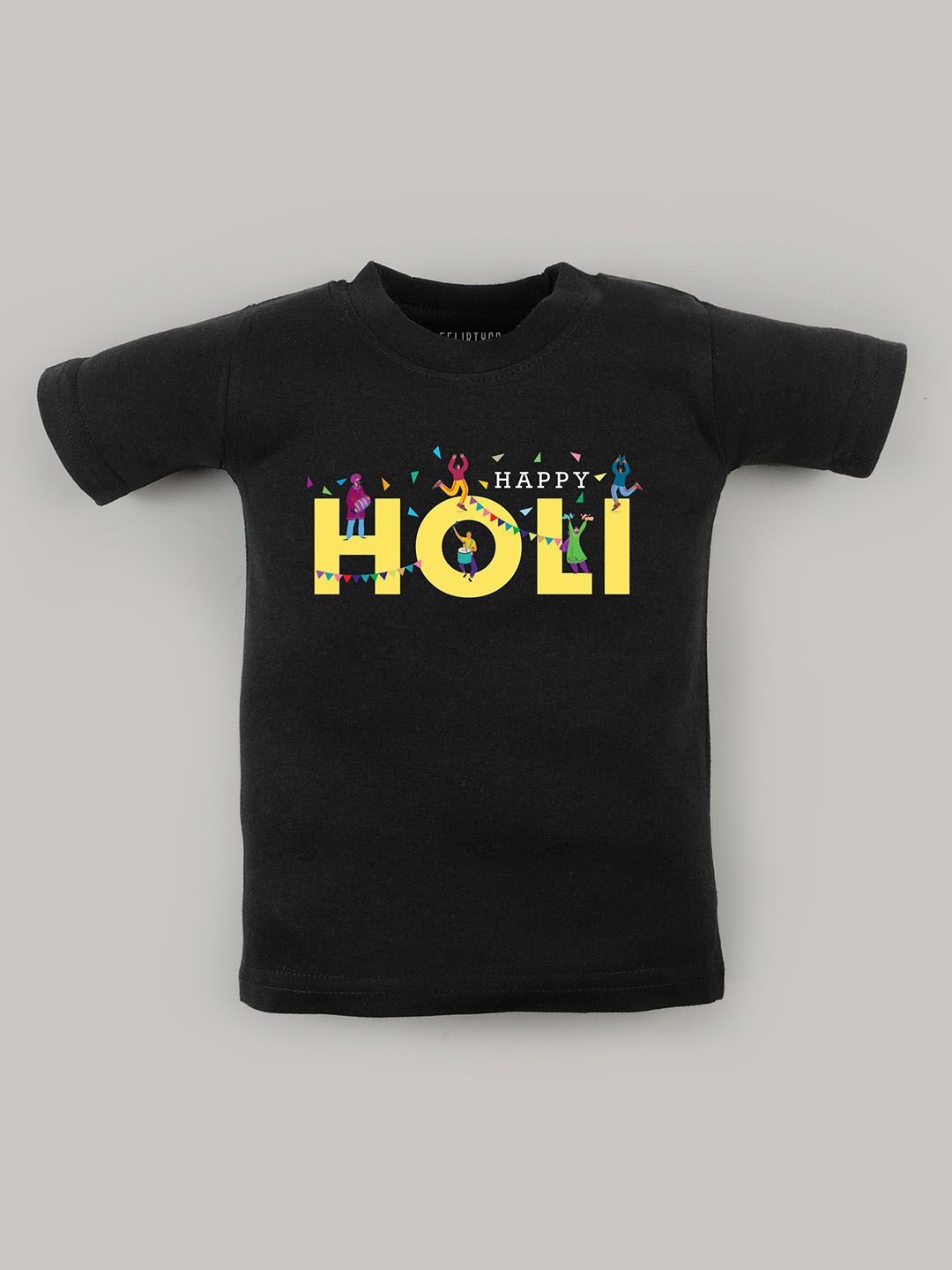 

FFLIRTYGO Unisex Kids Graphic Printed Round Neck Cotton T-shirt, Black