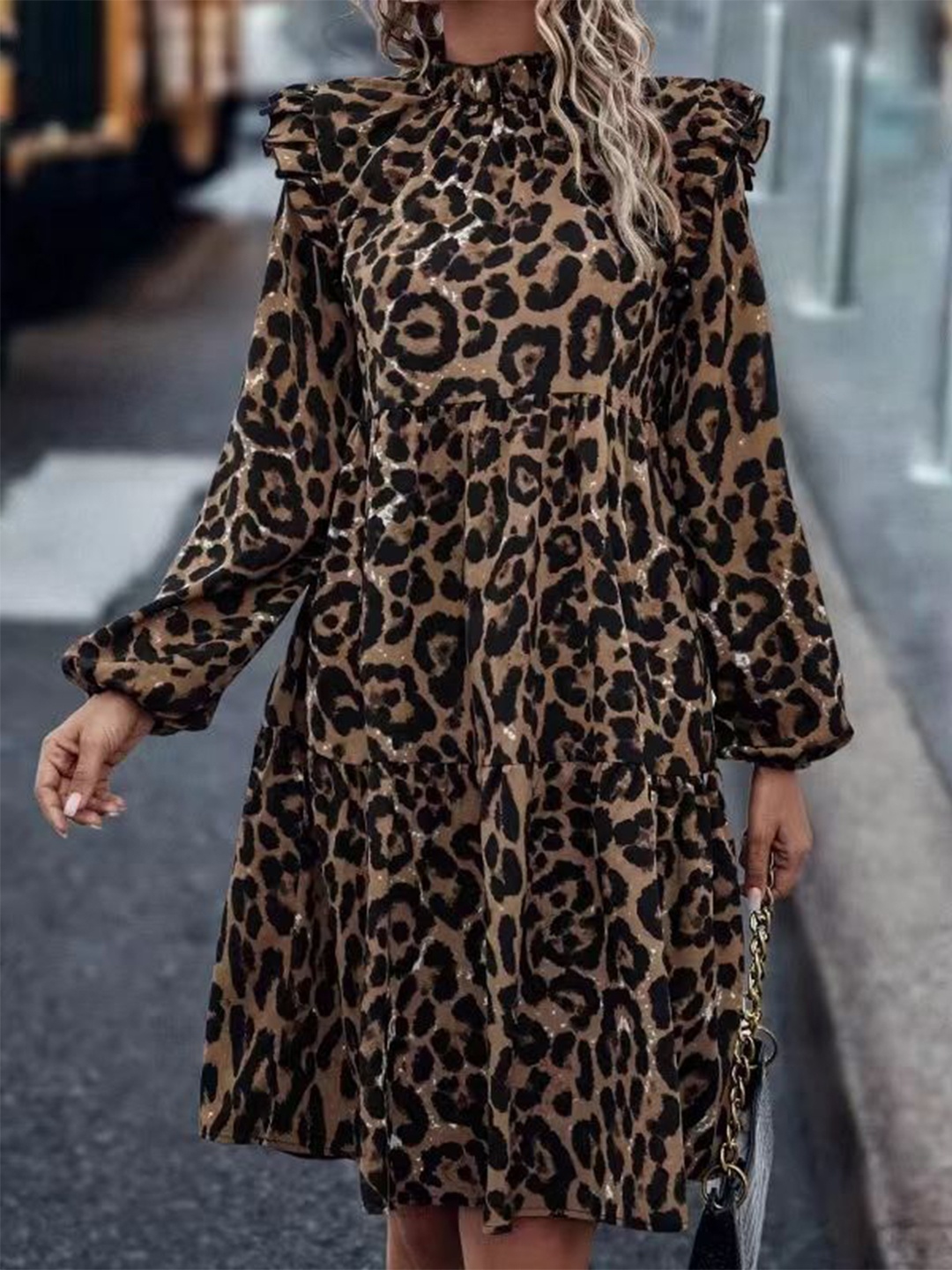 

StyleCast Women Animal Printed Fit & Flare Knee Length Dress, Brown