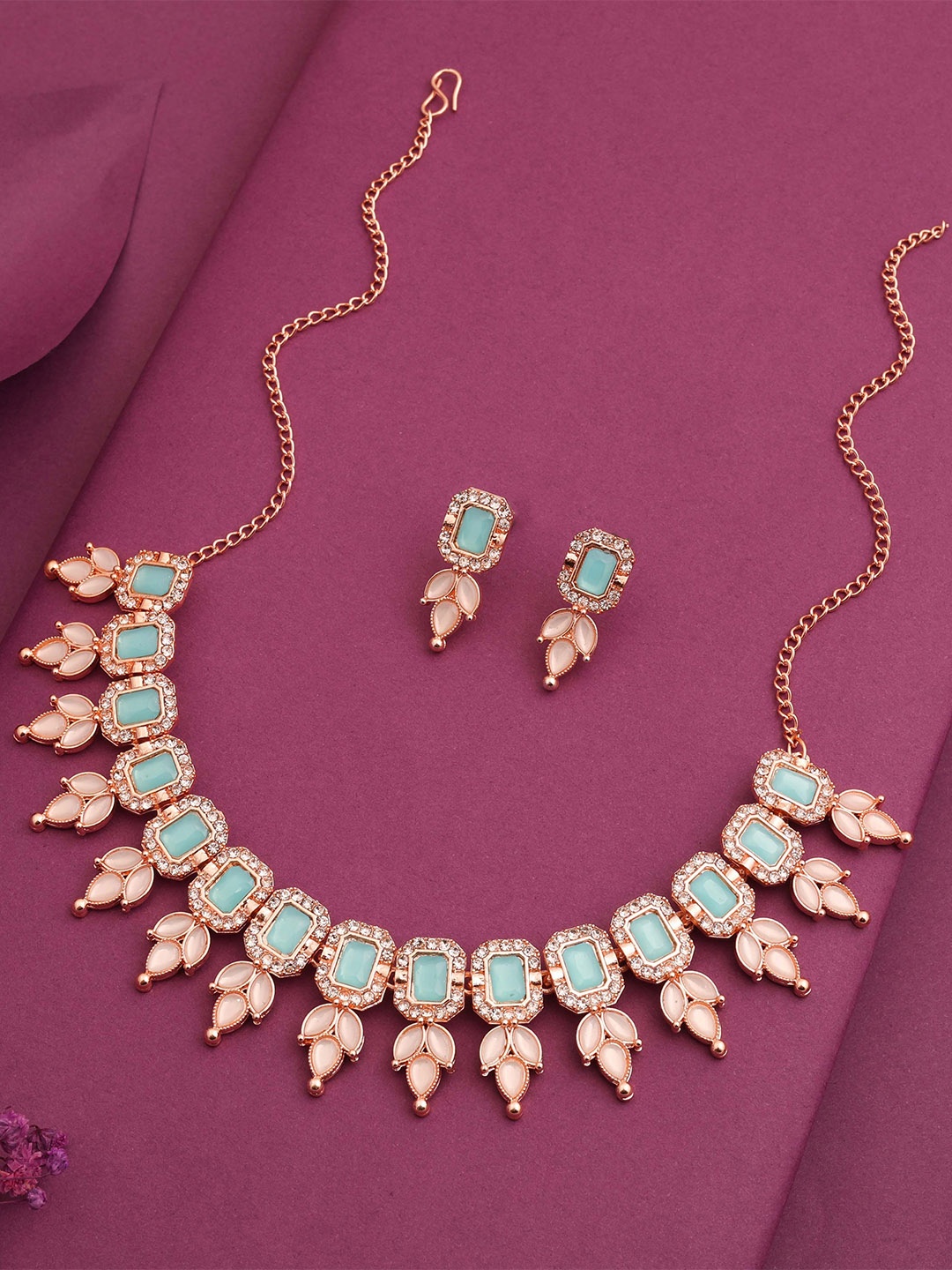 

Lyriss Gold-Plated American Diamond Stone-Studded Jewellery Set