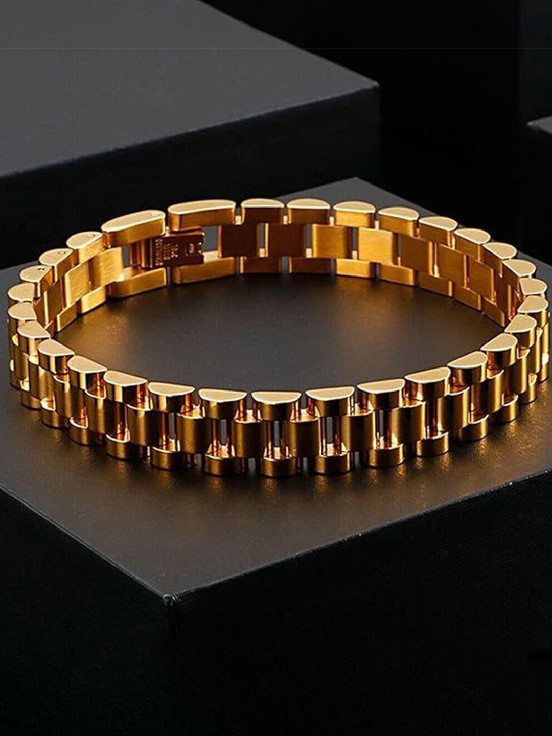 

KARISHMA KREATIONS Unisex Stainless Steel Gold-Plated Bangle-Style Bracelet