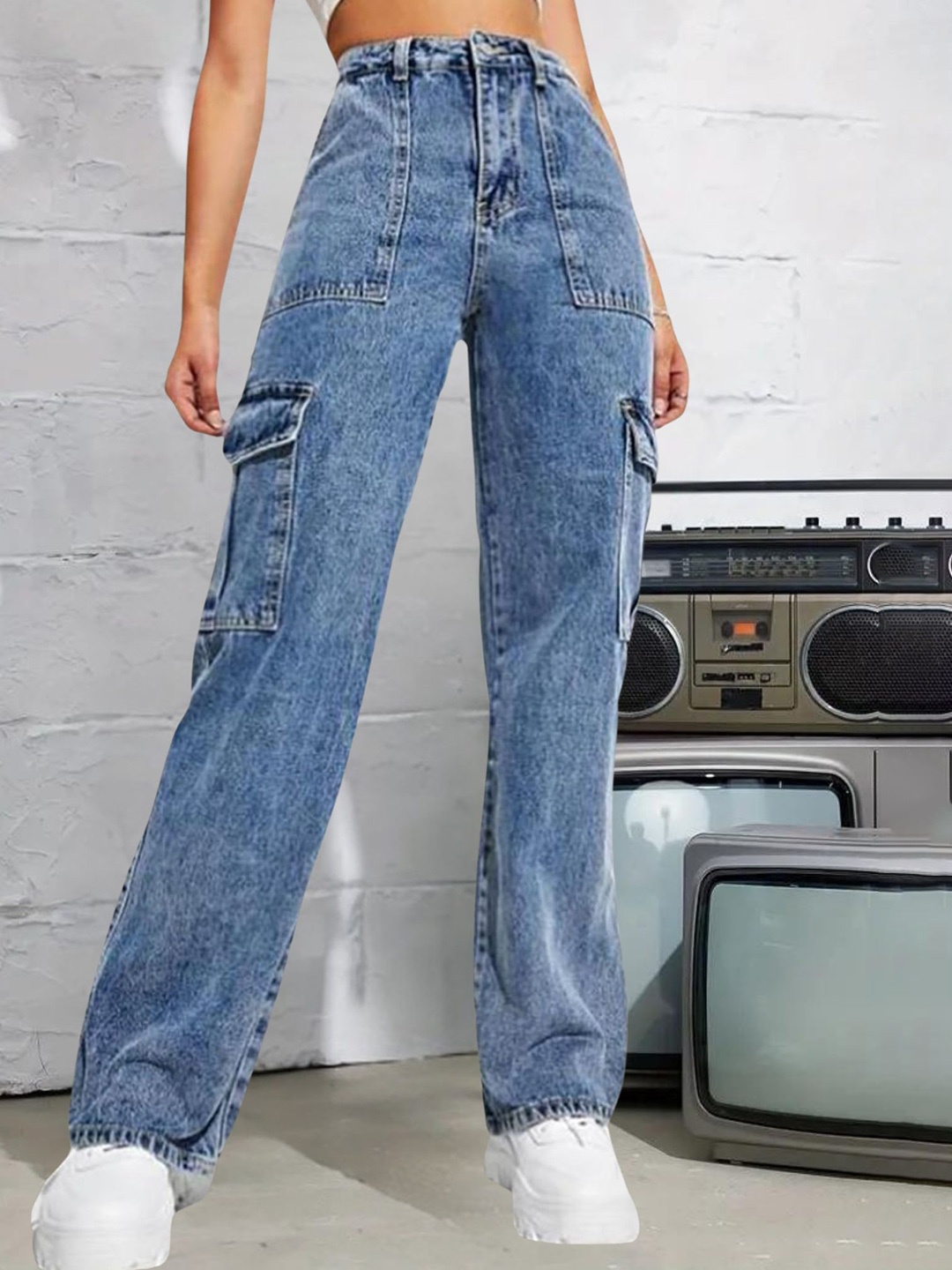 

DressBerry Women Comfort Wide Leg High-Rise Light Fade Stretchable Jeans, Blue