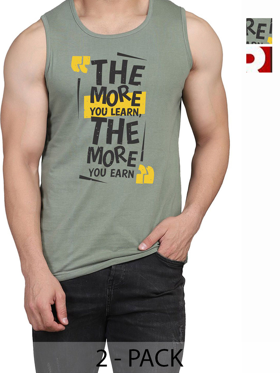 

WOOSTRO Men Pack Of 2 Typography Printed Round Neck Cotton Slim Fit T-shirts, Red