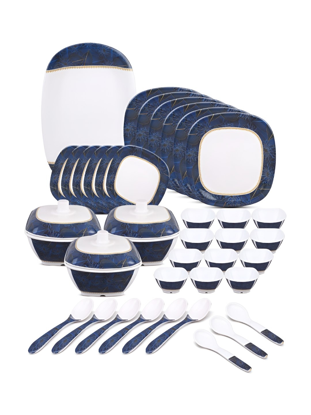 

Bataniya White 2025 40 Pieces Melamine Dishwasher Safe Dinner Set of