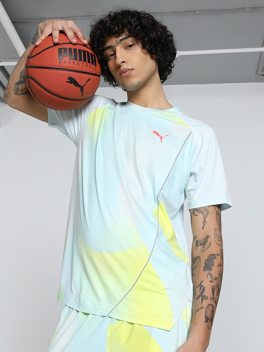 

Puma Men All Pro Printed Short Sleeve Basketball T-Shirt, Blue