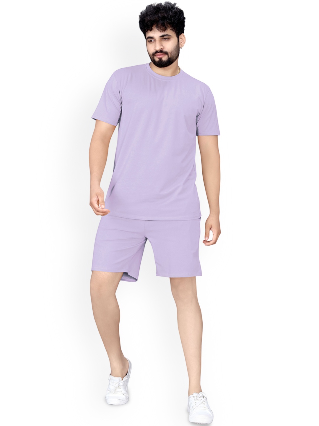 

ELLITI Pure Cotton T-Shirt & Short Co-Ords, Purple