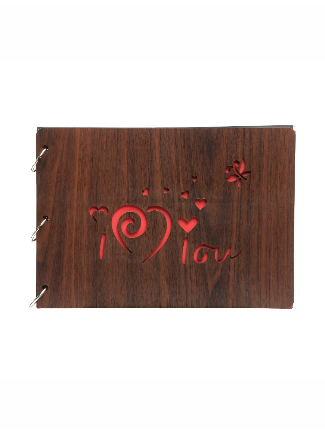 

SEHAZ ARTWORKS Brown & Red I Love You Printed Wooden Photo Album