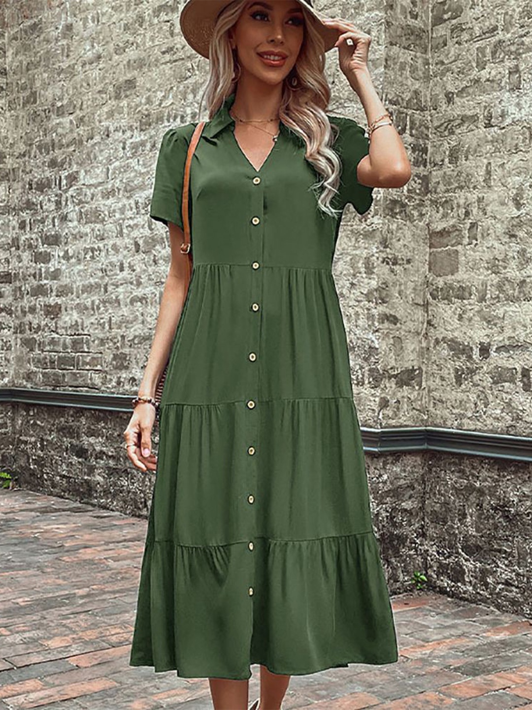 

StyleCast x Revolte Women Shirt Midi Dress, Green