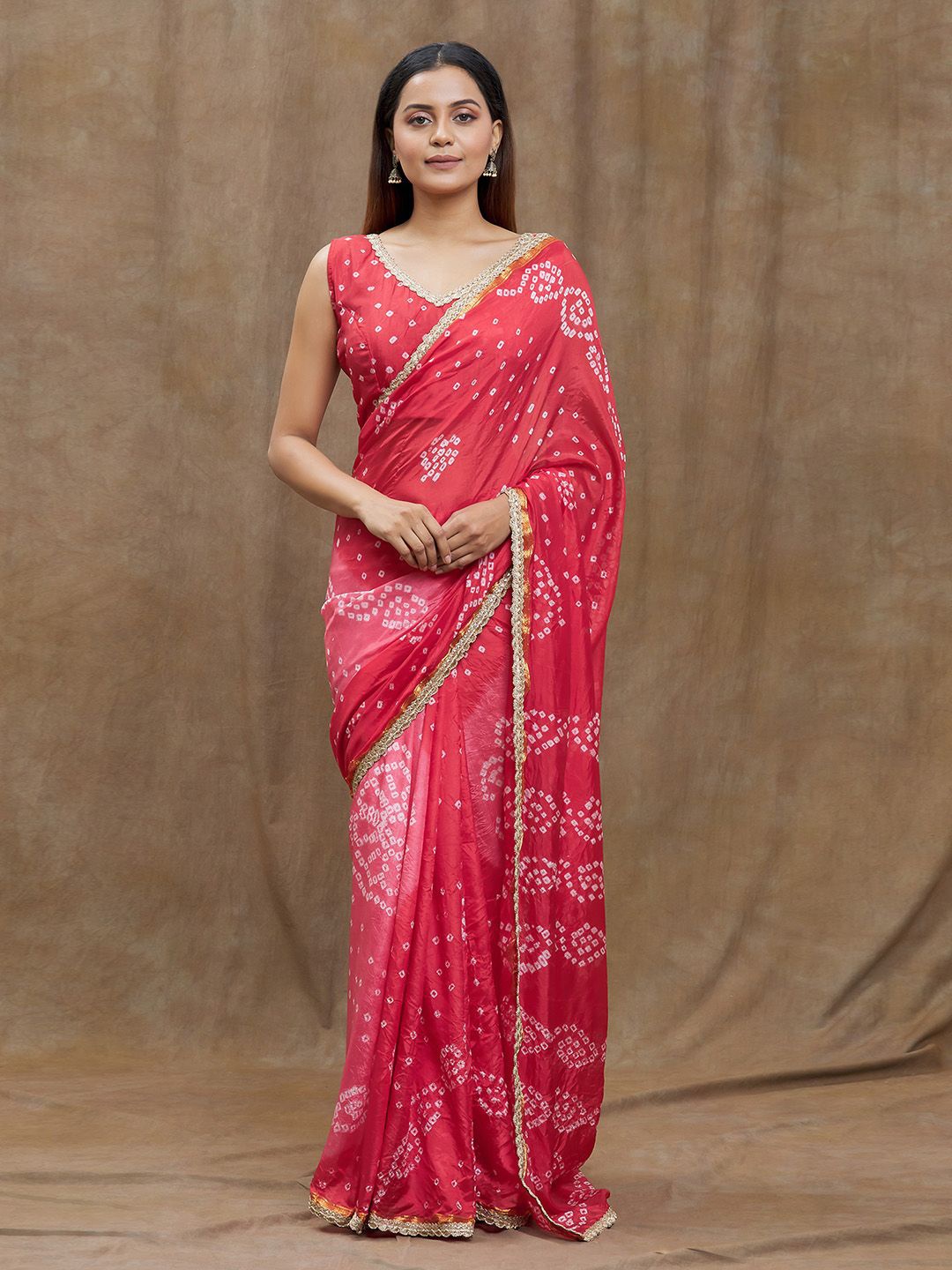 

Samyukta Singhania Bandhani Printed Pure Silk Bandhani Saree With Blouse, Red