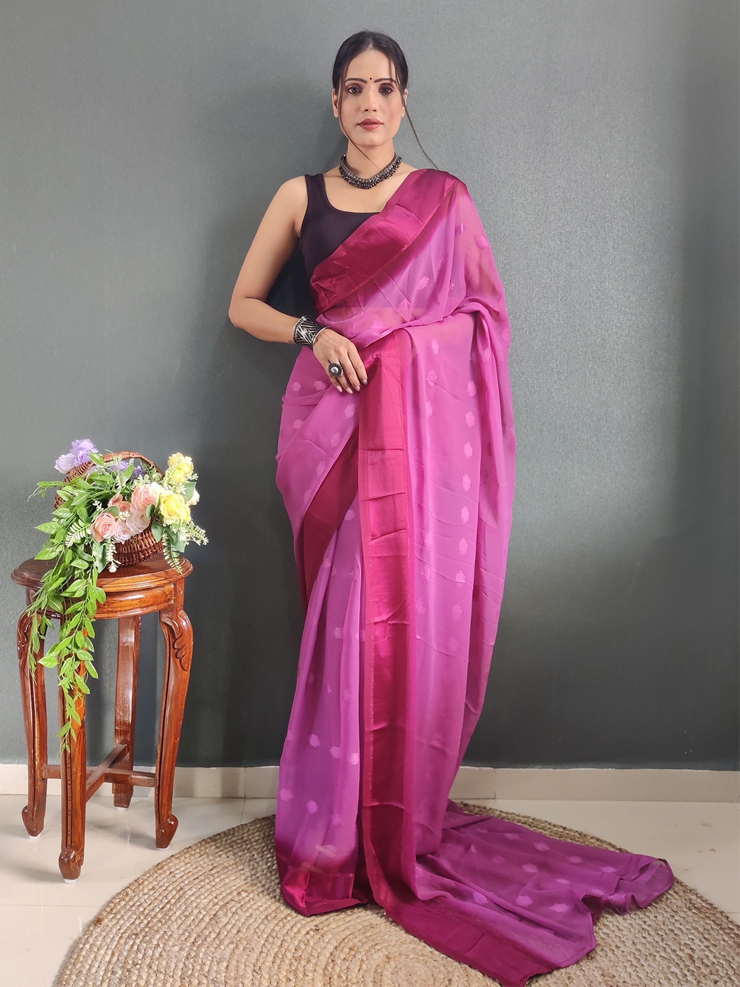 

bansari textiles Woven Design Saree, Pink