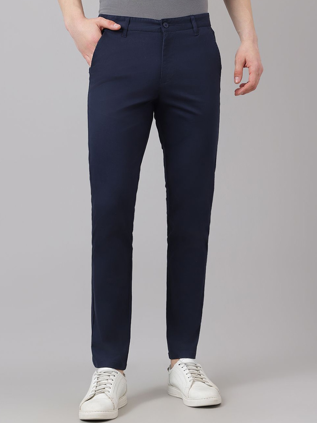 

Richlook Men Cotton Regular Fit Trouser, Navy blue