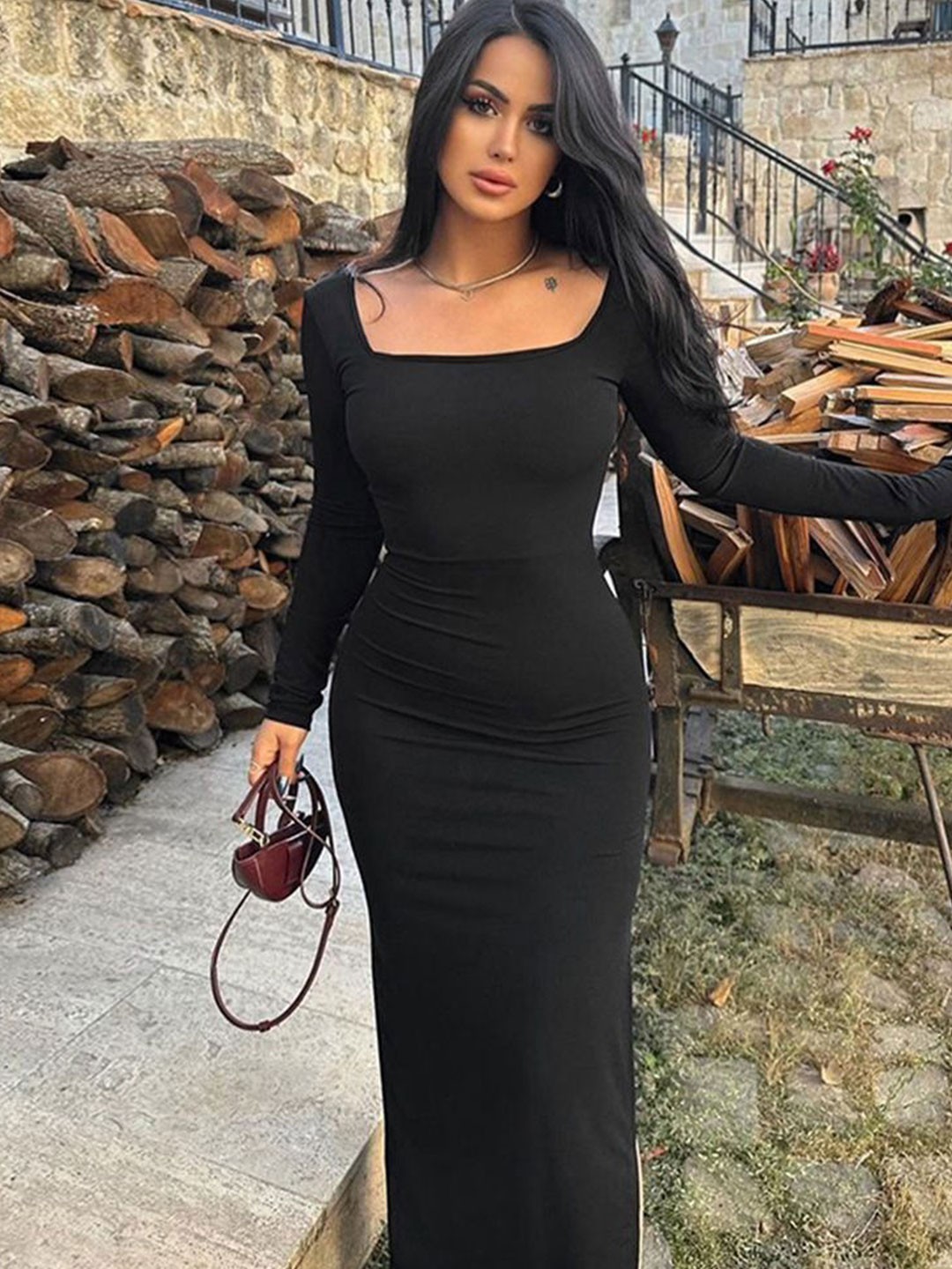 

StyleCast x Revolte Women Sheath Maxi Dress, Black
