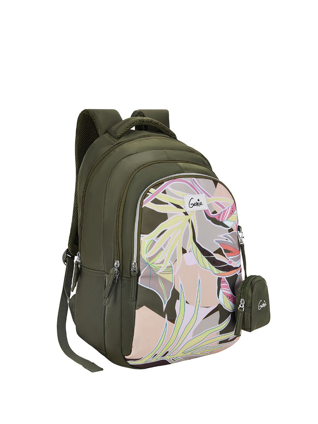 

Genie Women Graphic Printed Ergonomic Backpack, Olive