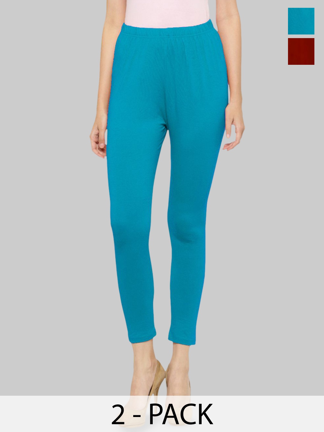 

Castle Lifestyle Pack Of 2 Mid-Rise Ankle-Length Leggings, Blue