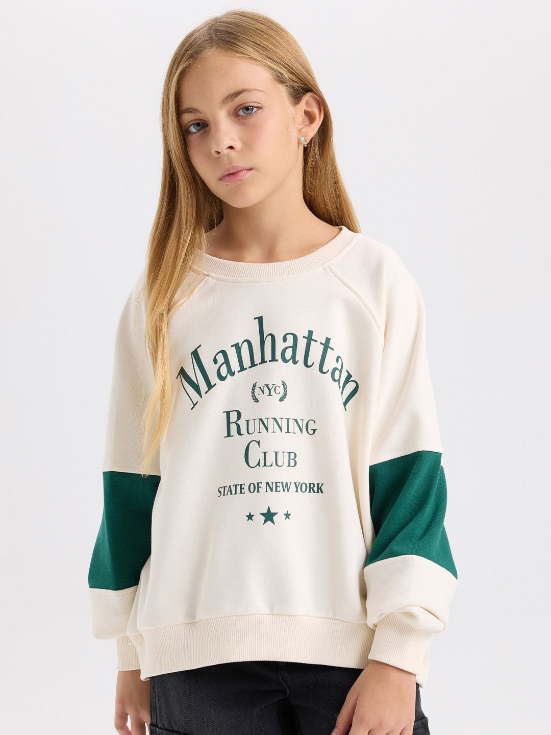 

DeFacto Girls Typography Printed Pullover, White