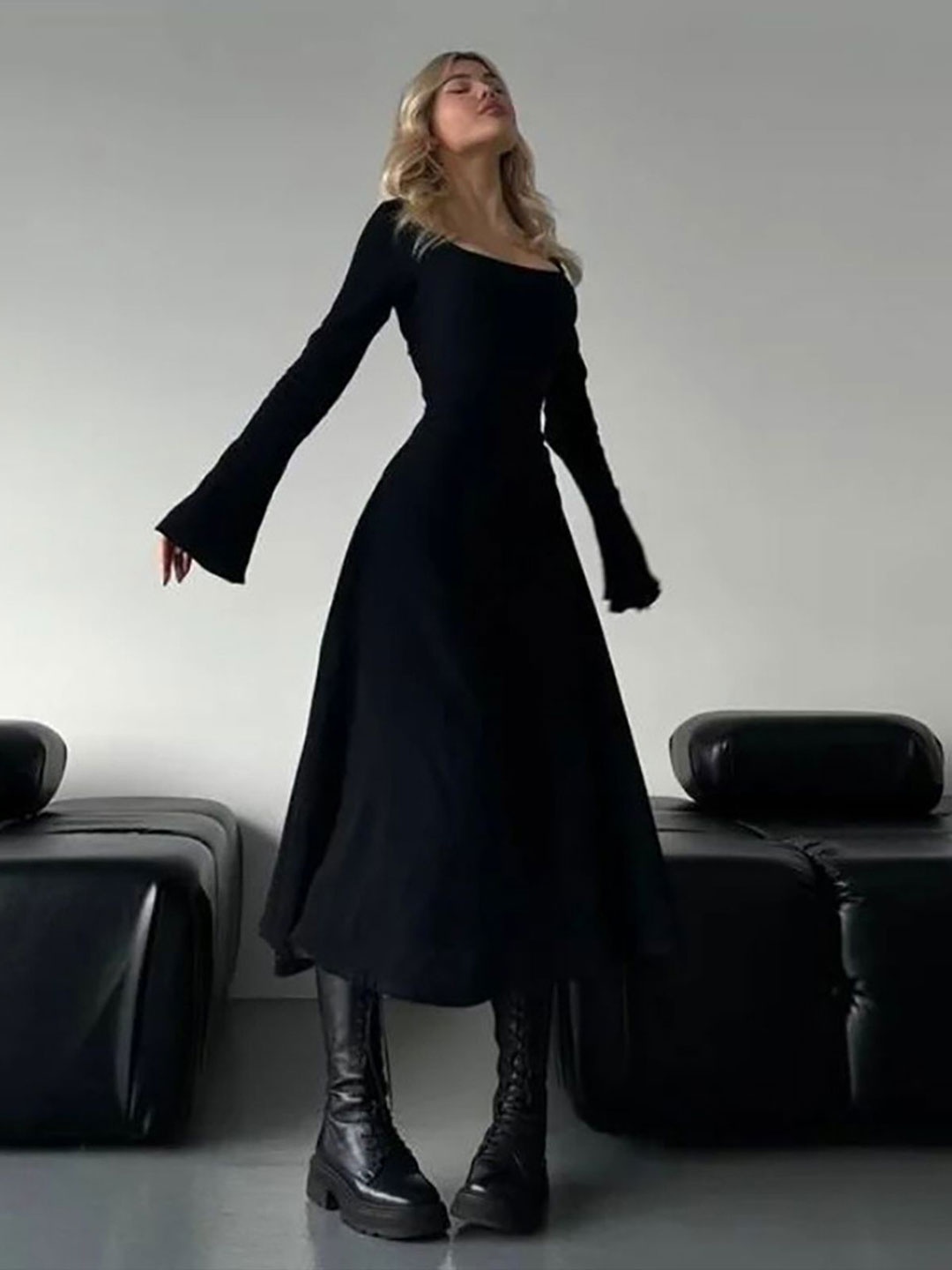 

StyleCast x Revolte Fit & Flare Midi Dress, Black