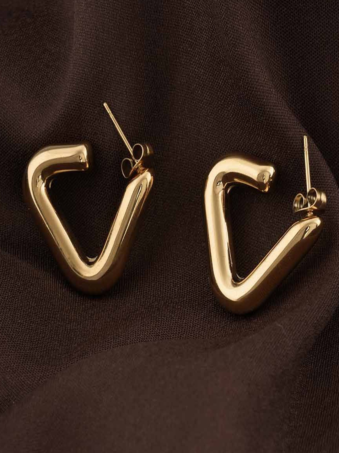 

PALMONAS Contemporary Studs Earrings, Gold