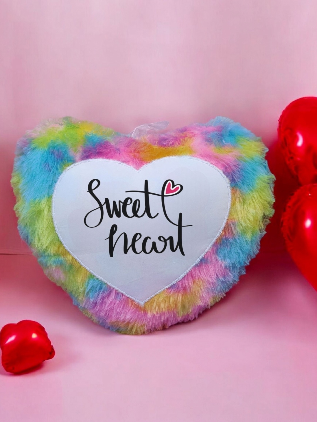 

Anikmart White & Pink Printed Pre-Filled Heart Shaped Cushion