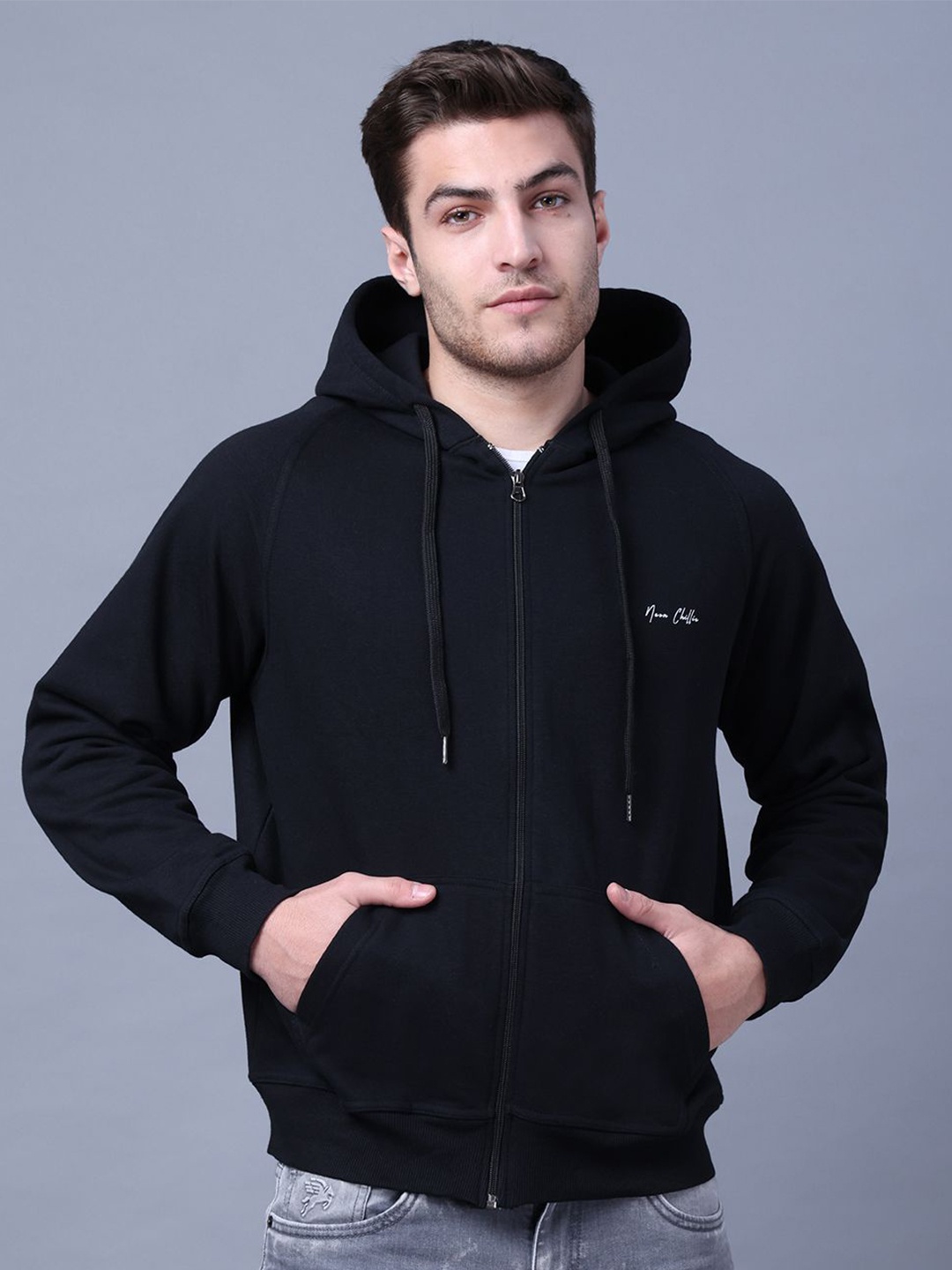 

NEON CHILLIE Men Hooded Cotton Sweatshirt, Black